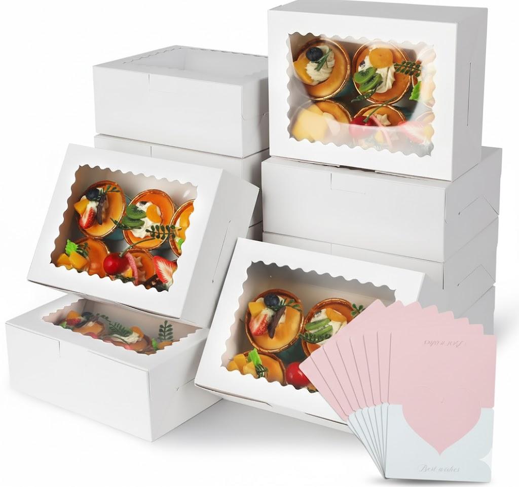 12pcs Mini Window Cookie Boxes, 8x6x3 Inches, Yellow, Collapsible, Food Grade Paper, 2.25L Capacity, Perfect for Cookies, Cake, Pastries, Muffins, Donuts, Cupcakes, Bread, Take-Out