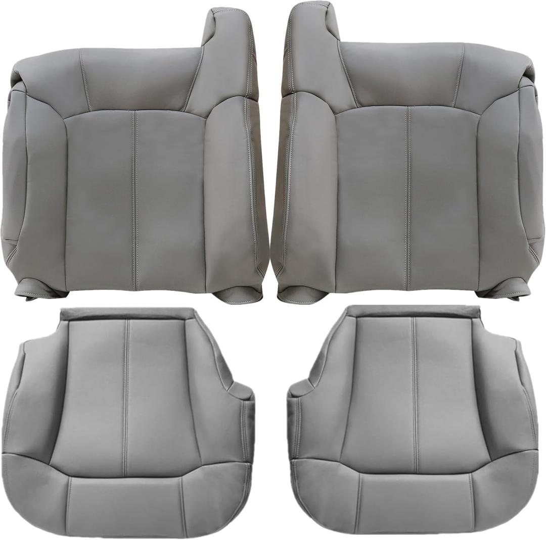 Priprilod 922/122 Gray Driver & Passenger Bottom & Top Lean Back Replacement Seat Cover Compatible with Chevy Silverado Compatible with GMC Sierra Tahoe Suburban Avalanche Yukon XL 1999 2000 2001 2002