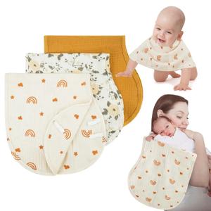 Muslin Burp Cloths with Snaps,Multi-Use Burpy Bib 100% Cotton for Spit Up & Drool,Large 22"X11" Extra Absorbent Burping Cloth for Newborn Boys Girls Essentials,Yellow