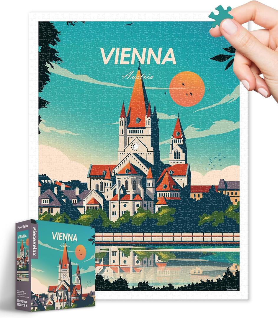 Plastic Jigsaw Puzzles for Adults 1200 Pieces Studio Inception - World Travel - Vienna Most Satisfying Table Games and Gifts No Puzzle Mat Required [H3503]