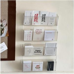 4 Pcs Greeting Card Display Stand, Wall Mount Graded Card Organizer Clear Acrylic Display Rack for Postcard /Brochure/Photos/Picture