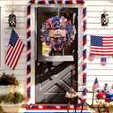 250th Anniversary Patriotic Wreath, 4th of July Wreaths for Front Door with Wooden Eagle Door Sign & Red White Blue Ribbon for Independence Day Memorial Day Patriotic Decorations(18In, 1Pcs)