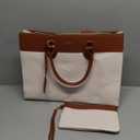 LOVEVOOK Laptop Tote Bag for Women, 15.6 inch Work Bag Purse, Waterproof Leather Women Business Office Briefcase, Beige-Brown