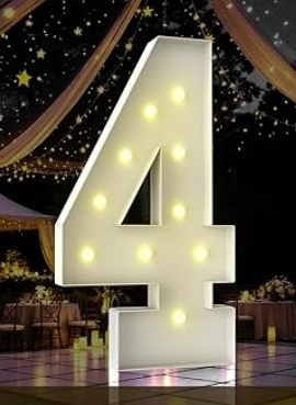 Marquee Numbers, 4FT Marquee Light up Numbers,LED Light Up Number 4 DIY Party decorations, elevate your events with marquee letters 4 feet tall, perfect for Party, Birthday, Baby Shower