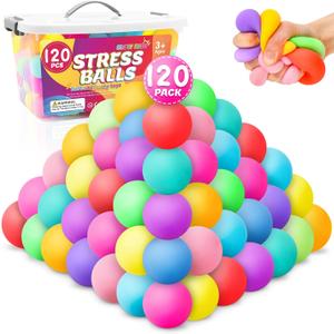 120 Pack Stress Balls, Slow Rising Stress Balls for Kids Adults, Stretchy Fidget Ball for Stress Relief, Hand Therapy Sensory Squishy Ball, Classroom Prize Box Party Favors (1.6 In)