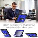 LTROP Case for Samsung Galaxy Tab A9+ Plus 11" 2023 (SM-X210/X216/X218), Heavy Duty Shockproof Protective Case with Rotating Stand, Hand/Shoulder Strap, Black/Dark Blue