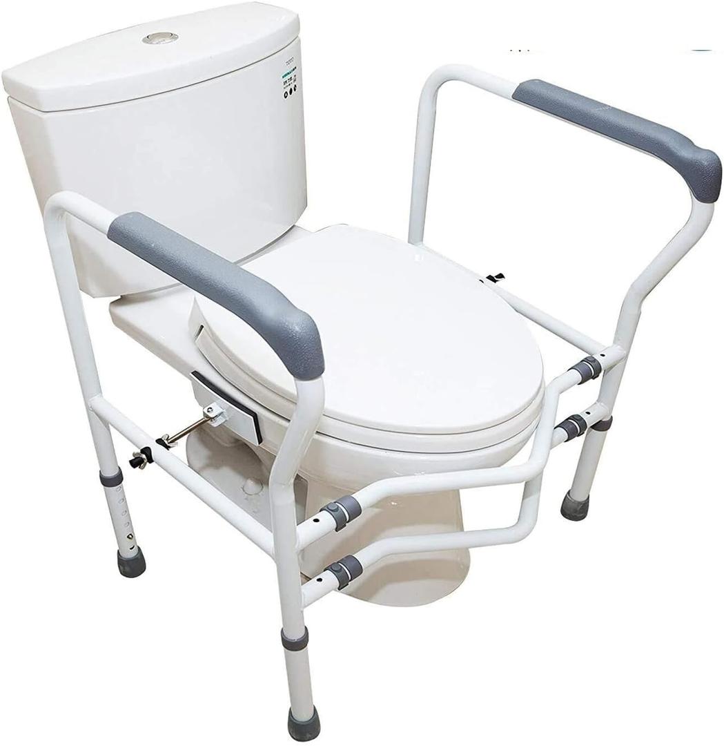 Adjustable Toilet Grab Bar, Stainless Steel Bathroom Safety Frame, No-Tool Assembly, Non-Slip Support Rail for Elderly, Pregnant Women, Disabled