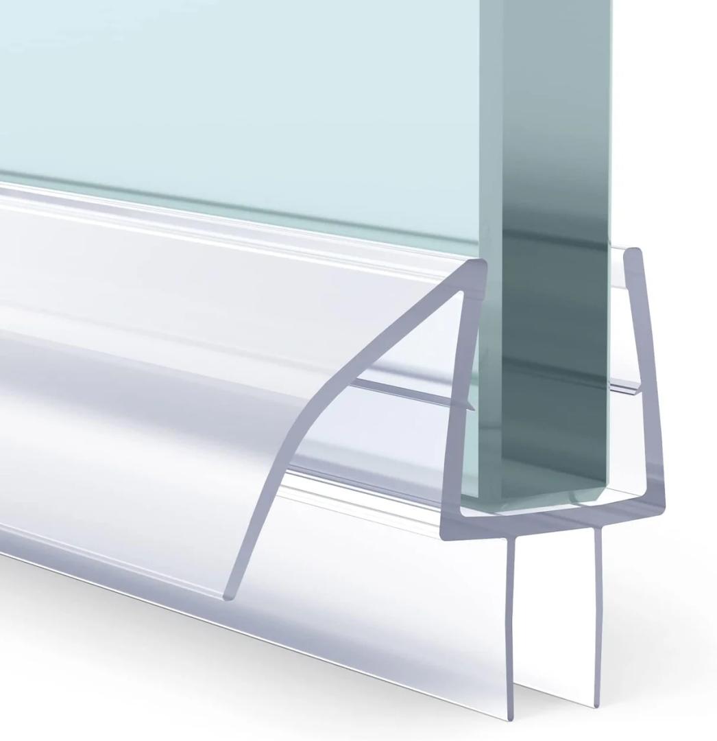 AmazerBath Shower Door Bottom Seal, 3 Section Segmented Installation Frameless Glass Shower Door Seal Strip - Suitable for 3/8 Inch Glass, 47.25 Inch(15.75 Inch * 3)