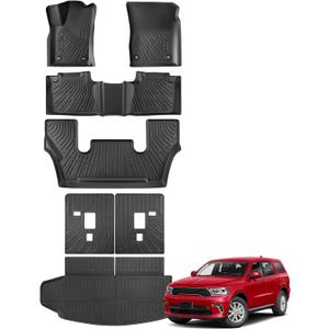 for Dodge Durango 2016-2026 2027 Floor Mats Cargo Liner Trunk Mat (6 Seats)