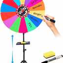 24 Inch Prize Wheel, Adjustable 35"-61" Height Spinning Wheel for Prizes, 14 Color Dry Erase Slots with Metal Tripod Stand, DIY Spinner Wheel for Carnival, Trade Show, Party, Family Game