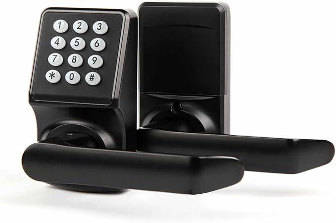 Keyless Entry Door Lock with Handle  IC Card and Antipeep Password  Easy Installation for Home, Hotel  Matte Black