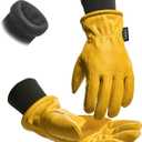 toolant Leather Winter Work Gloves for Men, 100% Grain Cowhide with Warm Thinsulate Lining, Water & Abrasion Resistance (Medium)