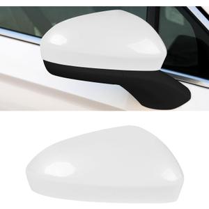 Adzfel Compatible with Ford Fusion Side Mirror Cover Cap 2013 2014 2015 2016 2017 2018 2019 2020, Passenger Side Mirror Caps Replacement W/O Light, Clip-on Replace for FS7Z-17682-B Pearl White- Right