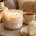 Vanilla Coconut Buttercream Candle, 14.5oz Large 3-Wick Soy Scented Candles for Home, Vanilla Cupcake Candle, Long Lasting Aromatherapy Candle, Gift for Mom Women