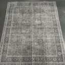PureCozy Vintage Area Rug 4x5 Grey Brown Entryway Office Washable Carpet Non Slip Bedroom Indoor Living Room Door Mat Low Pile Traditional Distressed Retro Accent Rug for Dining Room Bathroom Kitchen
