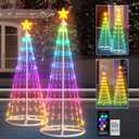 Smart Lighted Christmas Cone Tree Outdoor, 16 Mil Color Changing, APP & Remote Control, Music Sync, Timer, Group Control, RGB Led Christmas Decorations for Indoor Outdoor (Set: 4+5FT)
