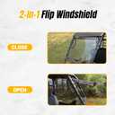 KUAFU 2-in-1 Flip Windshield Compatible with 2013-2018 Can-Am Maverick/ Maverick Max/ Maverick Turbo Max Fold Down Open Closed Windscreen