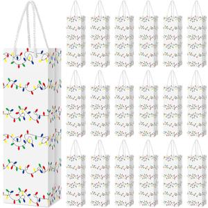 Ctosree 30 Pcs Christmas Light Bulbs Wine Gift Bag Wine Bottle Bag with Handle 13.8x4.3x3.5 Inch for Thank You Favor Xmas Gift Wrapping Holiday Housewarming Wedding Birthday Bridal Supplies(White)