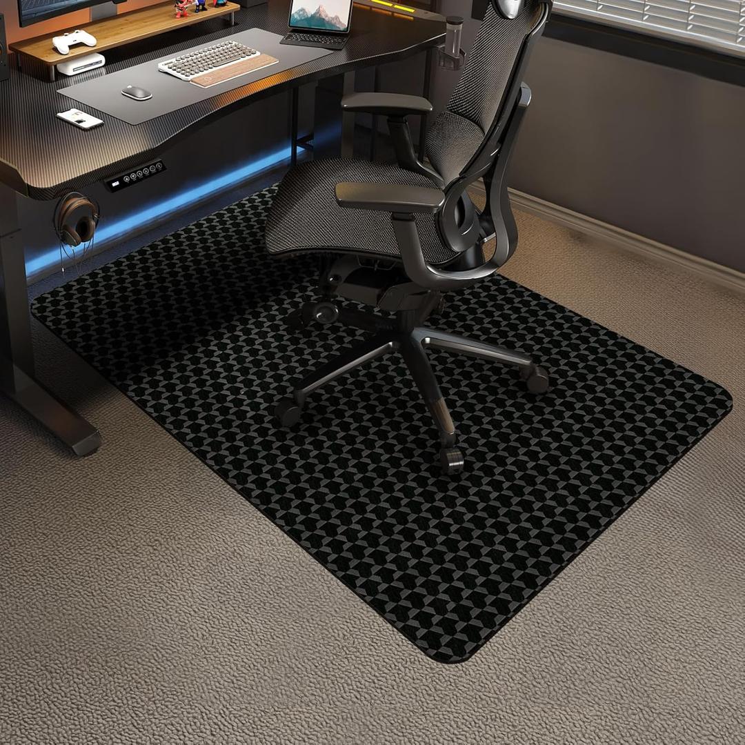 Vicwe Office Chair Mat for Carpet, 55"x36" Anti-Slip Waterproof Floor Protector Desk Chair Mat for Rolling Chairs, Heavy Duty Chair Mat with Studs,Easy Glide Floor Mat for Home,Gaming (Black)