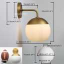 Modern Glass Wall Sconce with Frosted Globe Lampshade, Metal Base Industrial Wall Light Fixture, Indoor Wall Mounted Lamp for Vanity Bathroom Bedroom Living Room