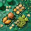 Yungyan 12 Pcs St. Patrick's Day Serving Trays 13 x 9 Inch Large Shamrock Food Trays Platters Paper Candy Dishes for St. Patrick's Day Party Wedding Engagement Party Serving Food Snack Cookies Dessert