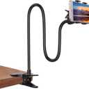 Gooseneck Bed Phone Holder, Flexible Long Arm Clip On Phone Holder for Bed, Desk, Headboard, Bedside, 360 Adjustable Cell Phone Clamp Mount Stand, All 4-7" Cellphone
