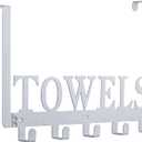 Kuhome Over The Door Hooks, Towel Hooks for Bathroom, Towel Rack Towel Holder for Bathroom Bedroom Kitchen Pool Beach Towels Bathrobe Wall Mount Hang on The Door Cabinet Cupboard (Silver Grey)