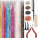 Hair Tinsel Kit (48 Inch,14 Colors, 3500 strands), Tinsel Hair Extensions with Tools, Heat Resistant Fairy Hair Tinsel Kit for Women Hair Accessories
