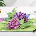 2 x Liif Hydrangea Blossoms Butterfly 3D Greeting Pop Up Mother's Day Card, Spring, Summer, Anniversary, Fathers Day, Get Well, Thinking Of You,With Message Note & Envelop,Large Size 8x6 Inch (Purple & Pink)