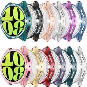 [12Pack] RICHONE Bling Case for Samsung Galaxy Watch 6 Screen Protector 44mm, HD Screen Flim Glitter Crystal Bumper Face Covers Watch Accessories for Women(Samsung Watch 6 44 mm, SM-R940)