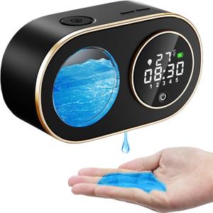 Automatic Soap Dispenser Touchless,Kitchen Bathroom, Modern Smart Home, USB Type-C Rechargeable, Long Battery Life, Time and Temperature Display, 5-Level Adjustable, 320ML 10.8OZ (Gel-Black)