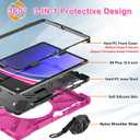 BRAECNstock Case for Samsung Galaxy Tab S10+ Plus/S9 Plus/S9 FE+/S8 Plus/S7 Plus /S7 FE 5G 12.4", Heavy Duty Shockproof Cover with Pen Holder, 360° Rotating Hand Strap & Stand, Shoulder Strap, Rose