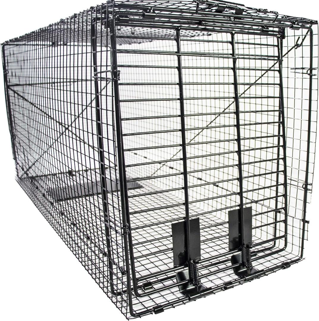 Humane Way Folding 50 Inch Live Humane Animal Trap - Safe Traps for All Animals - Dogs, Raccoons, Cats, Groundhogs, Opossums, Coyote, Bobcat - 50"x20"x26"