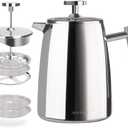 Secura French Press Coffee Maker, 17-Ounce, 304 Stainless Steel Insulated Coffee Press with Extra Screen