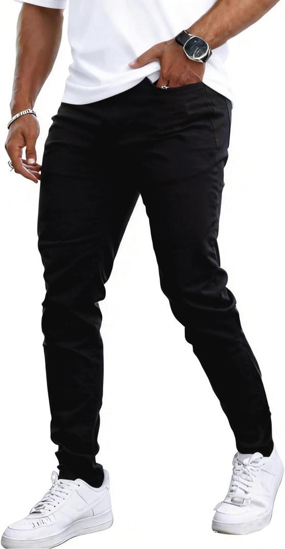 Mens Jeans Skinny Stretch Premium High Rise Colored Jeans Expandable Waist 30wX32L