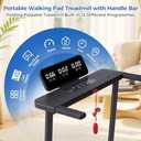 Walking Pad Treadmill with Handle Bar, Compact Portable Treadmills for Home Small, Electric Walking Pads with Handles, 3.5HP Quiet and LED Display, 400 LBS Capacity (Black)