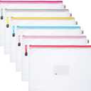 Mr. Pen- Plastic Mesh Zipper Pouch with Label Pocket, A4, 6 Pack, Large Mesh Zipper Pouch Large, Board Game Storage