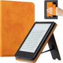 CoBak Case for 6" E-Reader - PU Leather Smart Cover with Auto Sleep/Wake & Hand Strap, not Compatible with Kobo Clara,Orange