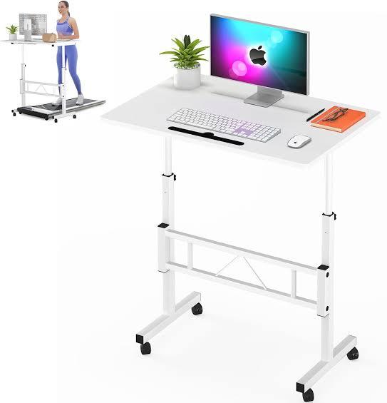 Klvied Small Standing Desk Adjustable Height for Sitting and Standing, Portable Laptop Table for Walking Pad,Oak