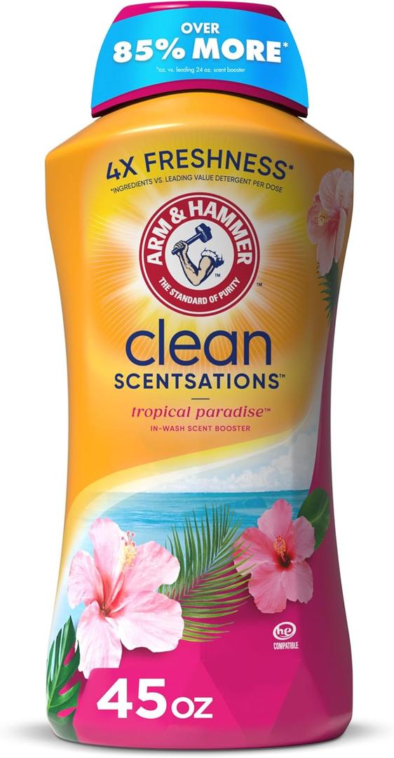 ARM & HAMMER Clean Scentsations In-Wash Scent Booster, Laundry Scent Booster Tropical Paradise scent, 45 Oz (45 Fl Oz (Pack of 1))