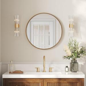 USHOWER 24 Inch Gold Round Bathroom Mirrors for Over Sink