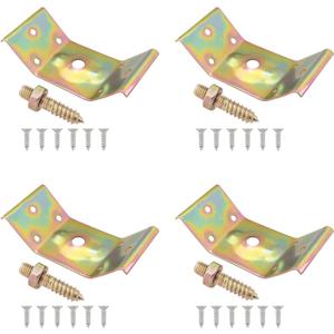 4PCS Industrial Metal Square Corner Brackets for Furniture Legs, Table Skirt Support, Reinforce Bench Legs, 4 Screws per Bracket