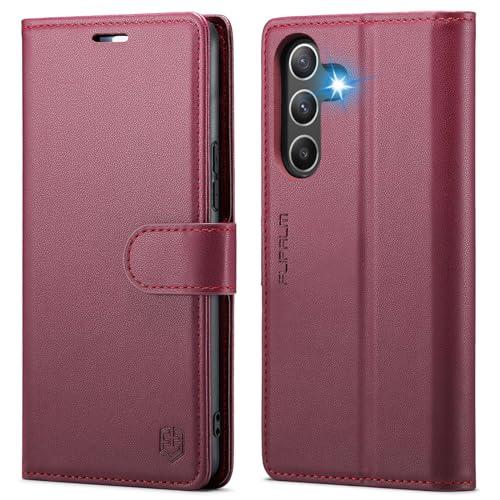 FLIPALM Wallet Case for Samsung Galaxy A15 5G, RFID Blocking Credit Card Holder, PU Leather Folio Flip Kickstand Protective Shockproof Cover for Galaxy A15 (Red)