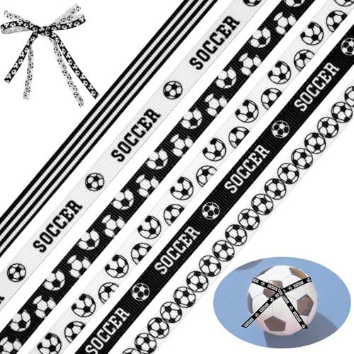 HJZHII 12 PCS 30 Yard Lengthen Soccer Ribbons, 3/8Inch Threaded Grosgrain Ribbons Hair Bows Soccer Ribbon Wrapping Craft Ribbon for Present Wrapping Party Decoration Crafting and Sewing