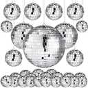 54 Pcs Disco Ball Hanging Decor - Mini Silver Mirror Ball Cake Topper for 74s Themed Party, Wedding, Christmas Supplies