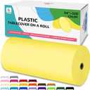 54IN X 320FT Plastic Table Cover Roll with Cutter Box, Cut to Size Plastic Table Cloths for Parties, Birthday, Disposable Tablecloth Roll for All Shape Tables (Light Yellow, 54 Inch X 320 Feet)