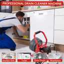 Drain Cleaner Machine 50Ft x 5/16 Inch, Electric Drain Auger Professional, Foot Switch with 6 Cutters, Glove, Drain Auger Cleaner Sewer Snake for 3/4 to 3 Inch Pipes