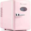 CUTIEWORLD Mini Fridge for Bedroom, 4L Beverage Cooler, Leather Pink