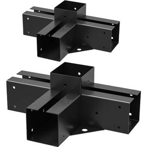 Pergola Brackets 4-Way Right Angle Corner Bracket DIY Elevated Wood Stand 2PACK with Screws for 4x4 (Actual: 3.5x3.5 Inch) Lumber Pergola Gazebo