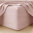 MooMee Fitted Bottom Sheet Only 100% Washed Cotton Linen Like Textured Breathable Durable Soft Comfy Deep Pocket Fits Mattress up to 17" (Greyish Pink, Twin)